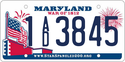 MD license plate 1AD3845