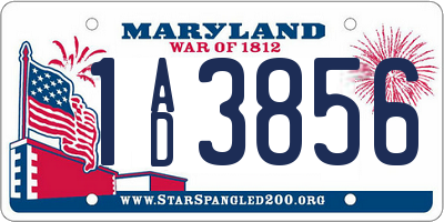 MD license plate 1AD3856