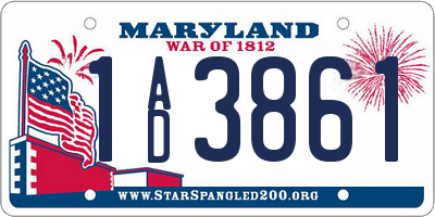 MD license plate 1AD3861