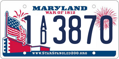 MD license plate 1AD3870