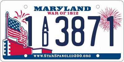MD license plate 1AD3871