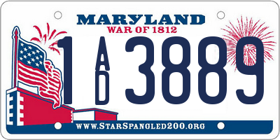 MD license plate 1AD3889