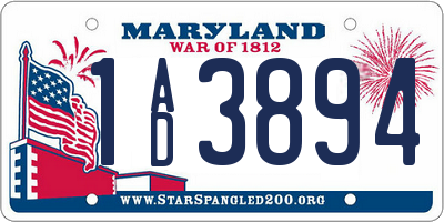 MD license plate 1AD3894