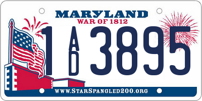 MD license plate 1AD3895