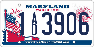 MD license plate 1AD3906