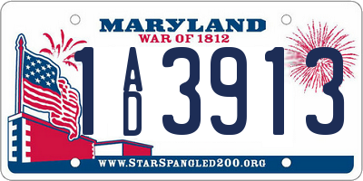 MD license plate 1AD3913