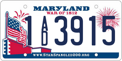 MD license plate 1AD3915