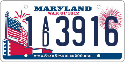 MD license plate 1AD3916