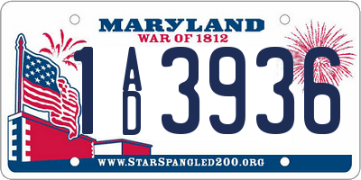 MD license plate 1AD3936