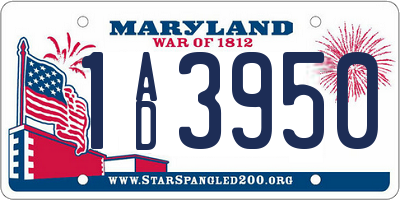 MD license plate 1AD3950