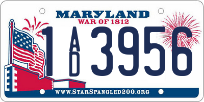 MD license plate 1AD3956