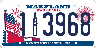 MD license plate 1AD3968