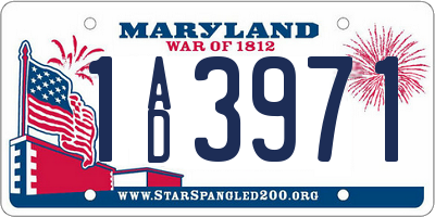 MD license plate 1AD3971