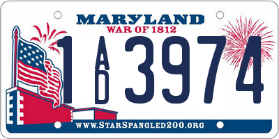MD license plate 1AD3974