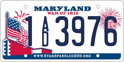 MD license plate 1AD3976
