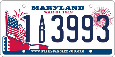 MD license plate 1AD3993