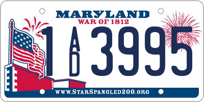 MD license plate 1AD3995