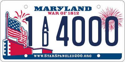 MD license plate 1AD4000