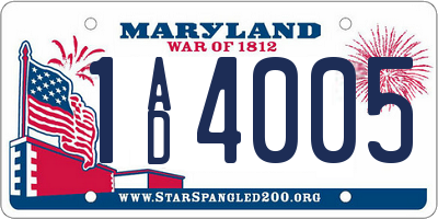 MD license plate 1AD4005