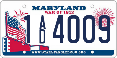 MD license plate 1AD4009