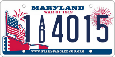 MD license plate 1AD4015