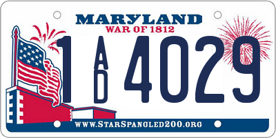 MD license plate 1AD4029