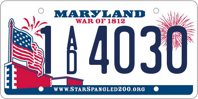 MD license plate 1AD4030