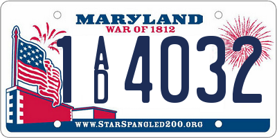 MD license plate 1AD4032