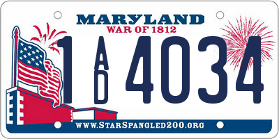 MD license plate 1AD4034