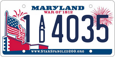 MD license plate 1AD4035