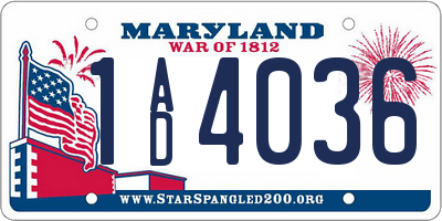 MD license plate 1AD4036