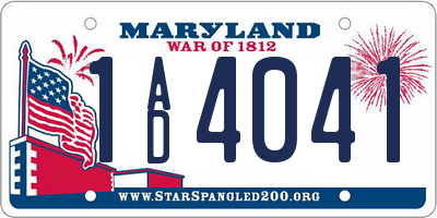 MD license plate 1AD4041