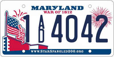 MD license plate 1AD4042