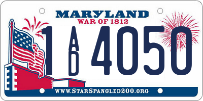MD license plate 1AD4050