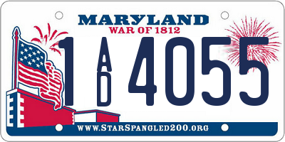 MD license plate 1AD4055