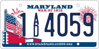 MD license plate 1AD4059