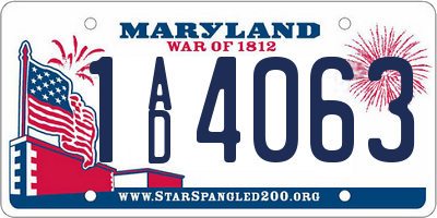 MD license plate 1AD4063