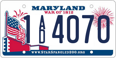 MD license plate 1AD4070