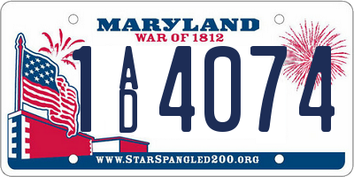 MD license plate 1AD4074