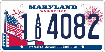 MD license plate 1AD4082