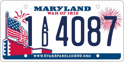 MD license plate 1AD4087