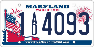 MD license plate 1AD4093