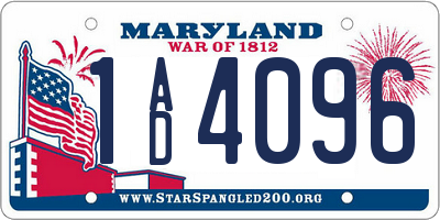 MD license plate 1AD4096