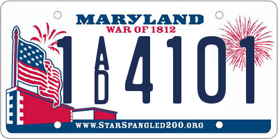 MD license plate 1AD4101