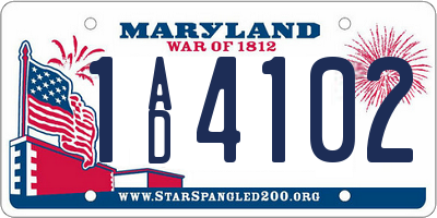 MD license plate 1AD4102