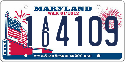 MD license plate 1AD4109