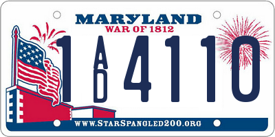 MD license plate 1AD4110