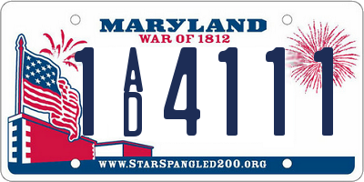 MD license plate 1AD4111