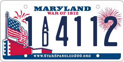 MD license plate 1AD4112