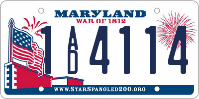 MD license plate 1AD4114